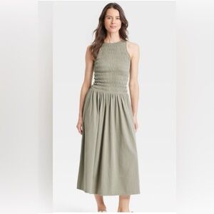 Universal Thread Smocked Knit Maxi
A-Line Dress Olive Green Med